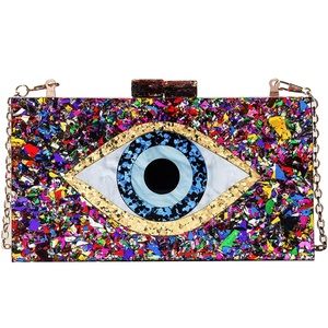 Evil Eye Acrylic Glittery Clutch
